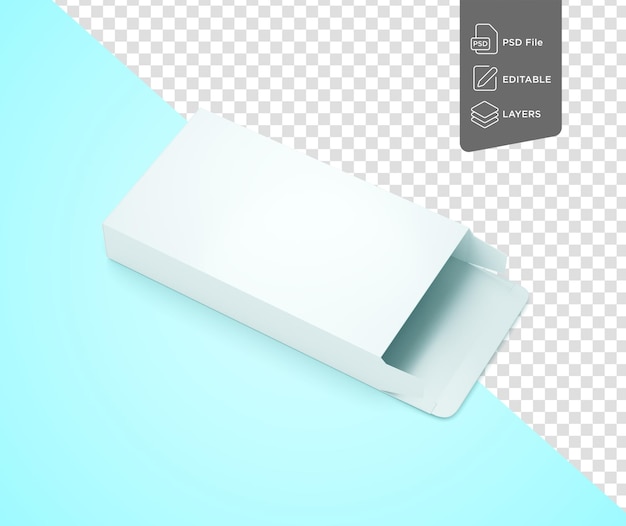Mockup de caja rectangular abierta blanca vacía para el concepto de embalaje de farmacia Vista superior Ilustración en 3D