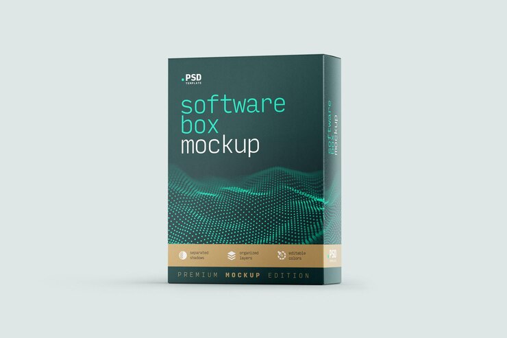PSD mockup de la caja de software