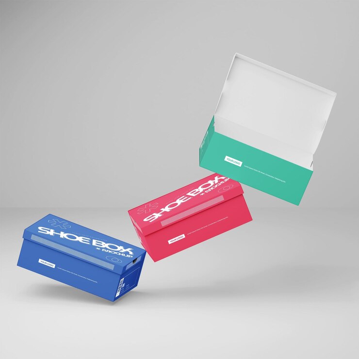 PSD mockup de caja de zapatos flotante