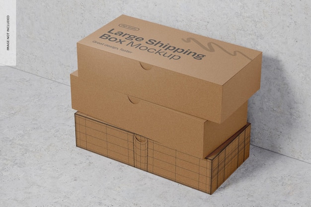 PSD mockup de cajas de envío grandes apiladas