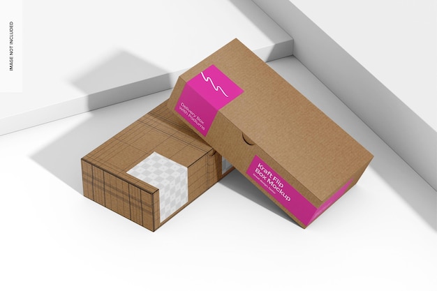 PSD mockup de cajas plegables de kraft apiladas