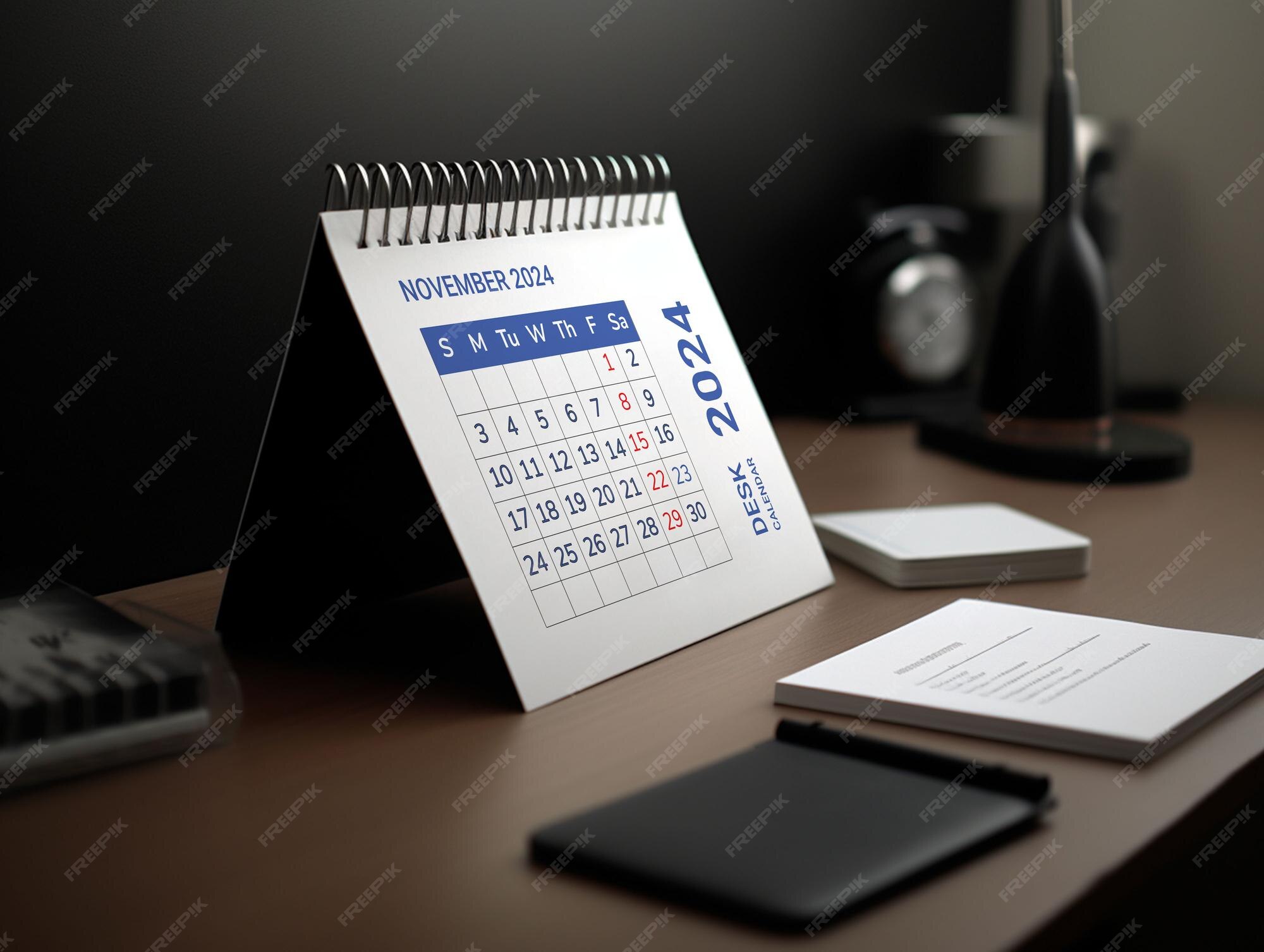 Mockup del calendario del escritorio de la dps para 2024 Archivo PSD