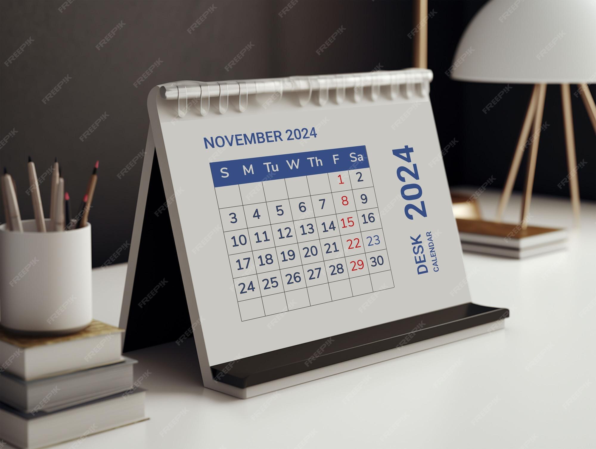 Mockup del calendario del escritorio de la dps para 2024 Archivo PSD