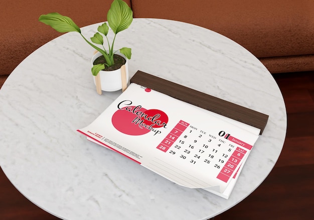 PSD mockup del calendario moderno de psd