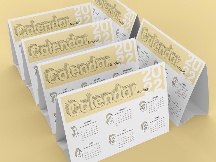 Mockup calendario tenda da tavolo