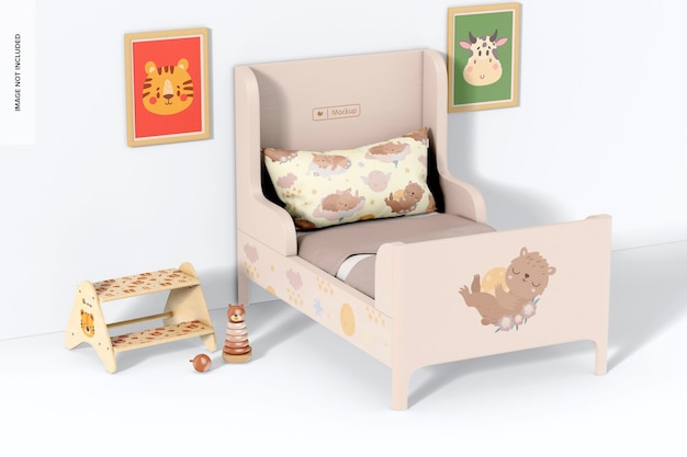 Mockup de Cama Infantil, Perspectiva