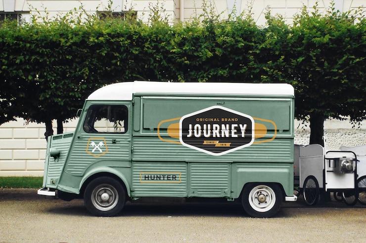 PSD mockup de camión vintage