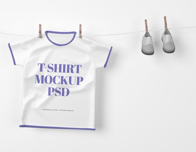 PSD mockup de camiseta y zapatos para niños psd