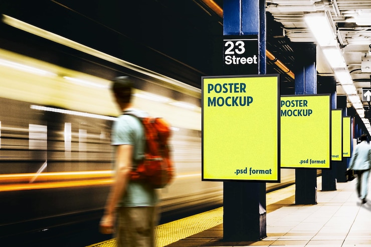 PSD mockup del cartel del metro