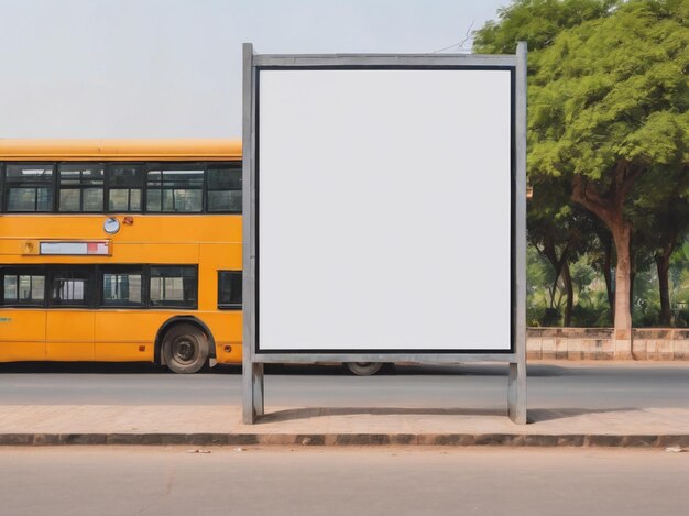 Mockup de cartelera cartelera blanca cerca de la parada de autobús en jaipur rajasthan