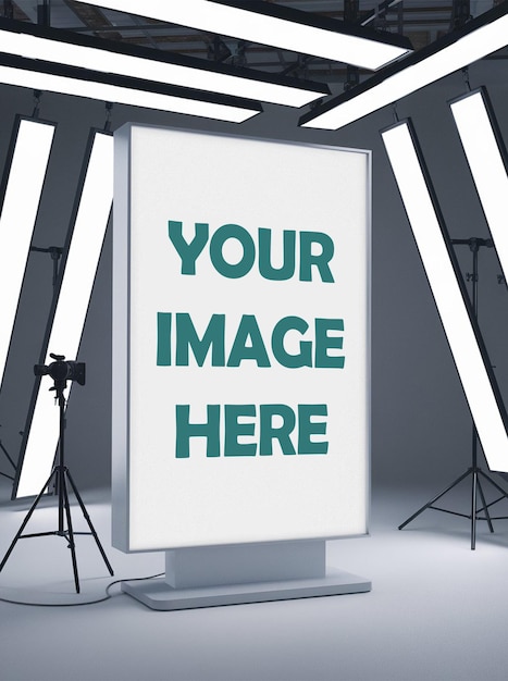 Mockup de cartelera en un entorno de estudio