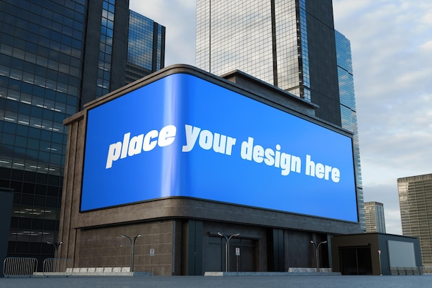 Mockup de cartelera en el paisaje urbano
