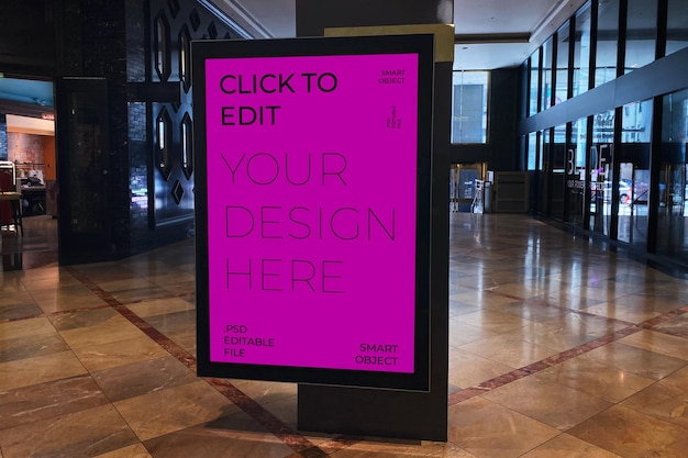 Mockup de la cartelera premium del centro comercial de señales de pantalla