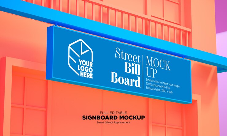 PSD mockup de cartelera rectangular