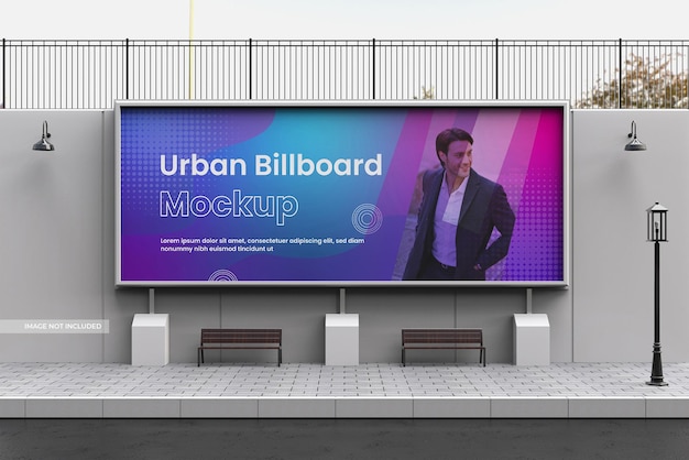 Mockup de cartelera urbana en un entorno urbano