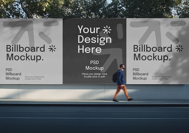 Mockup de carteles publicitarios en la calle PHotoshop