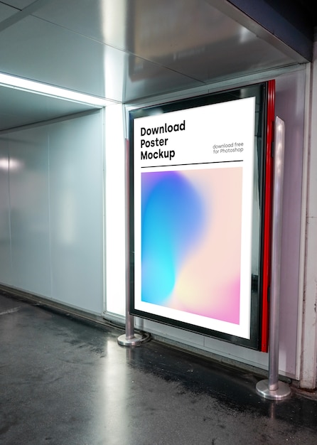Mockup cartellone luminoso nel sottosuolo