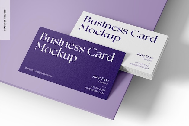 Mockup de cartes de visite paysagères sur des podiums flottants