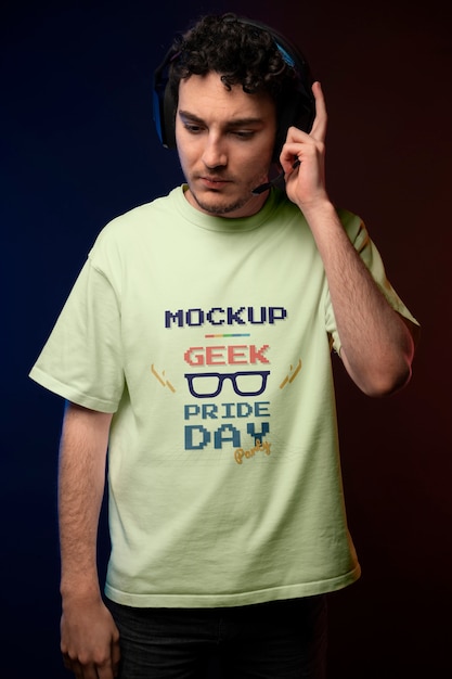 Mockup de la celebración del día del orgullo geek