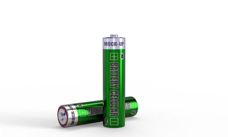 PSD mockup cellulare batteria in 3d rendering per la progettazione del prodotto
