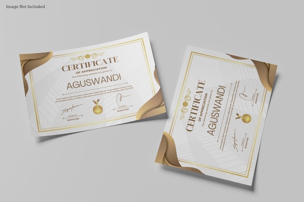 PSD mockup del certificado