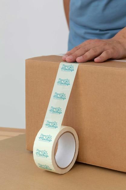 Mockup de cinta para sellar empaques