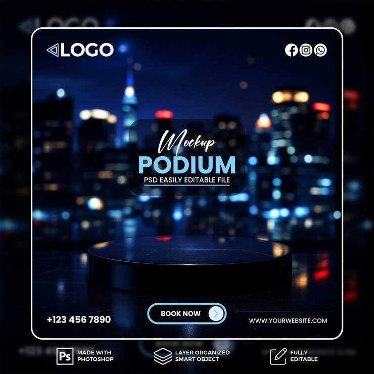 Mockup de la ciudad del podio nocturno