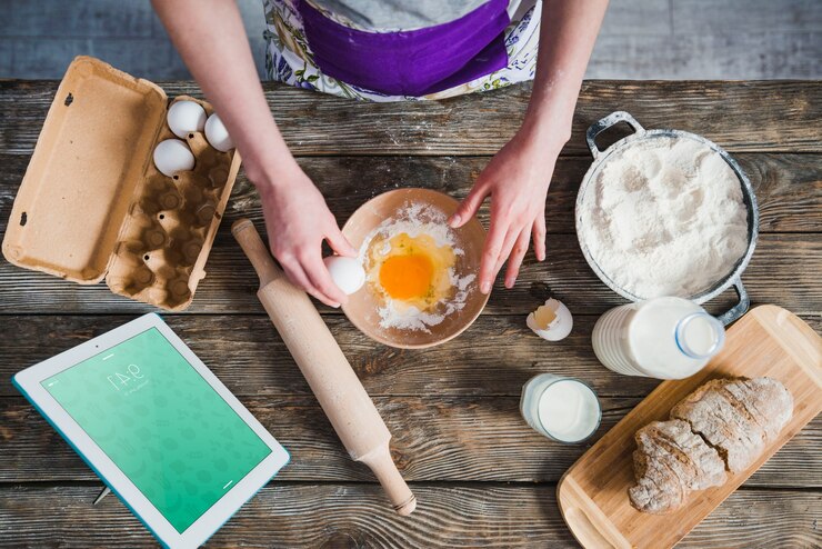 PSD mockup de cocina con tablet