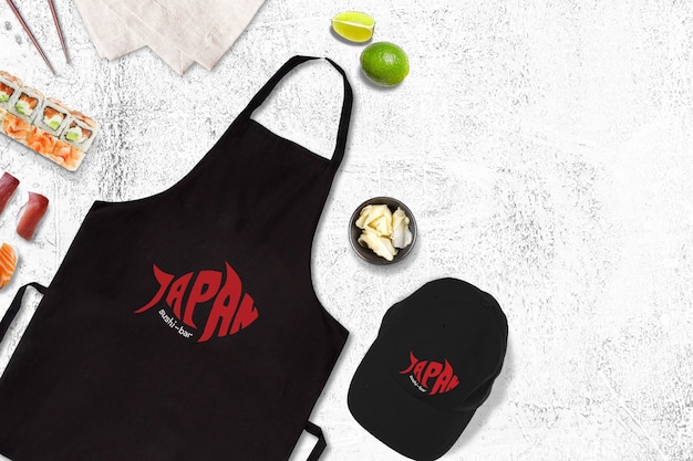 PSD mockup de comida con diseño de sushi