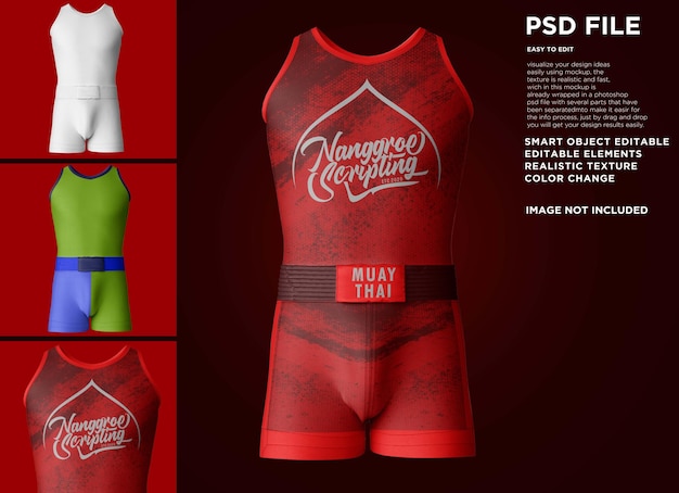 PSD mockup complet de la boxe à coups de pied pour hommes