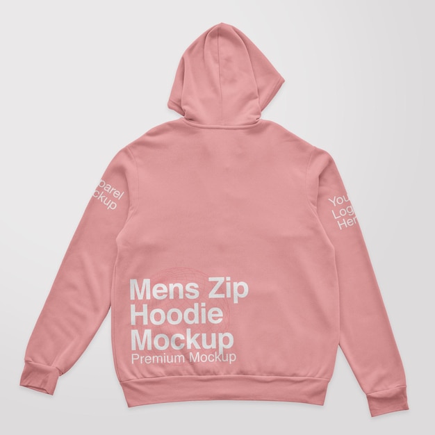 Mockup con cappuccio da uomo con zip sul retro
