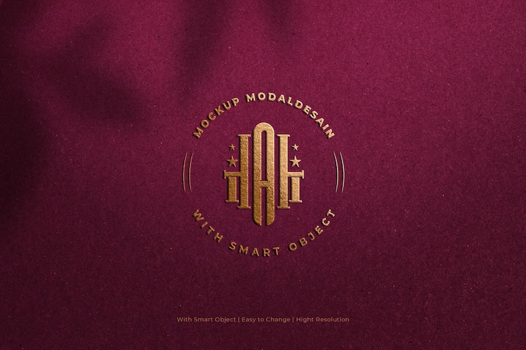 Mockup con logo in rilievo dorato