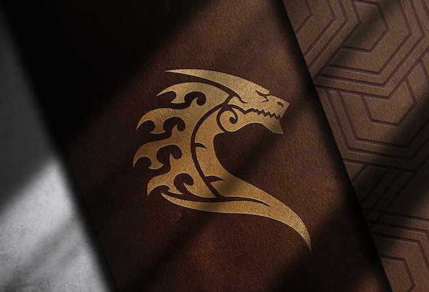 mockup con logo in rilievo in pelle ravvicinata di lusso
