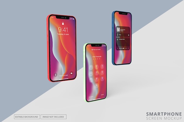 Mockup con più schermi del telefono diversi