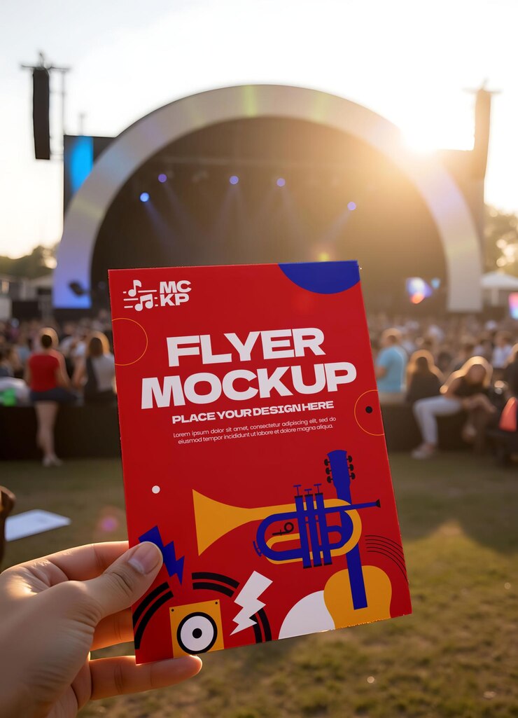 PSD mockup de un concierto de música para volantes