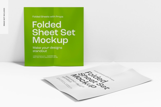 Mockup del conjunto de hojas plegadas