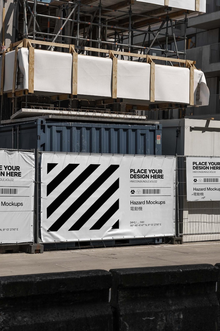 PSD mockup de construcción de carteles publicitarios