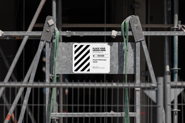 PSD mockup de construcción de carteles publicitarios