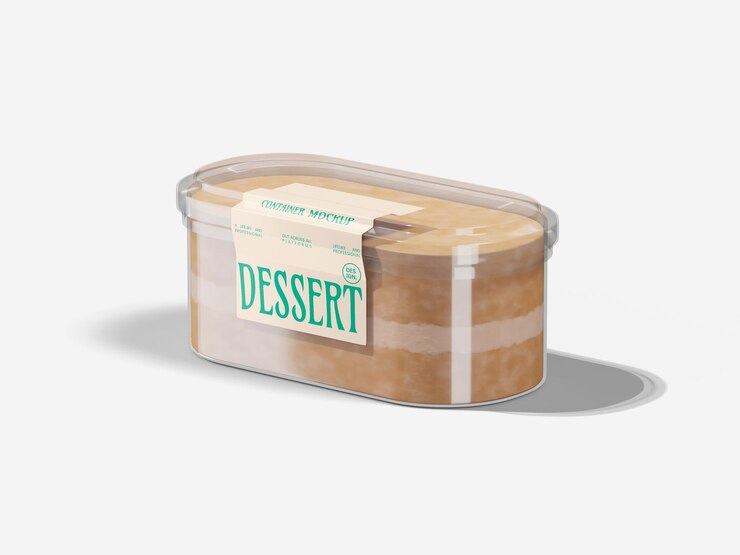 Mockup de un contenedor de postres minimalista