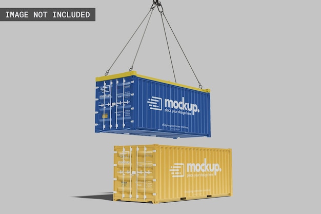 Mockup de contenedor de transporte flotante en perspectiva izquierda