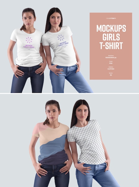 Mockup Coppia Ragazze Maglietta