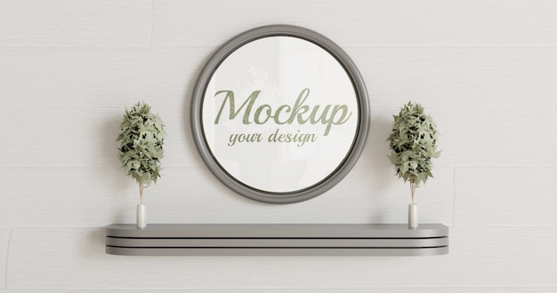 mockup cornice cerchio nero sul muro