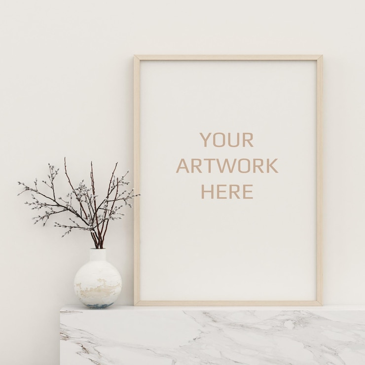 PSD mockup cornice minima con sfondo bianco