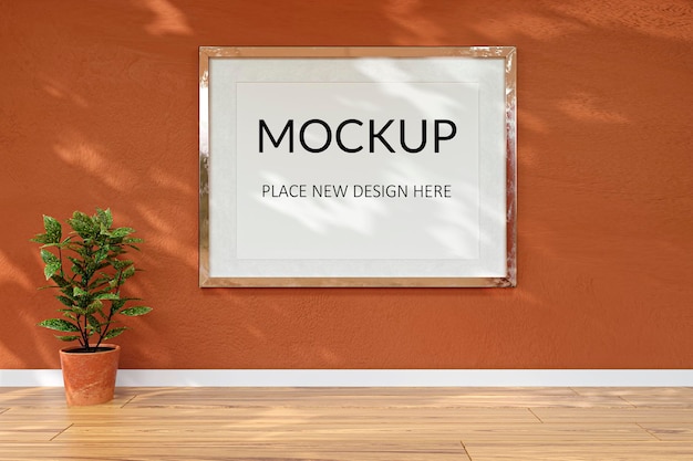 Mockup cornice su una parete 3d ha reso l'illustrazione