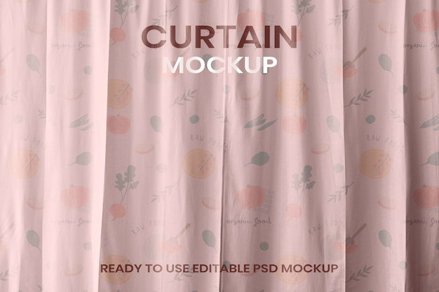 PSD mockup de cortinas psd en diseño de estampado floral rosa