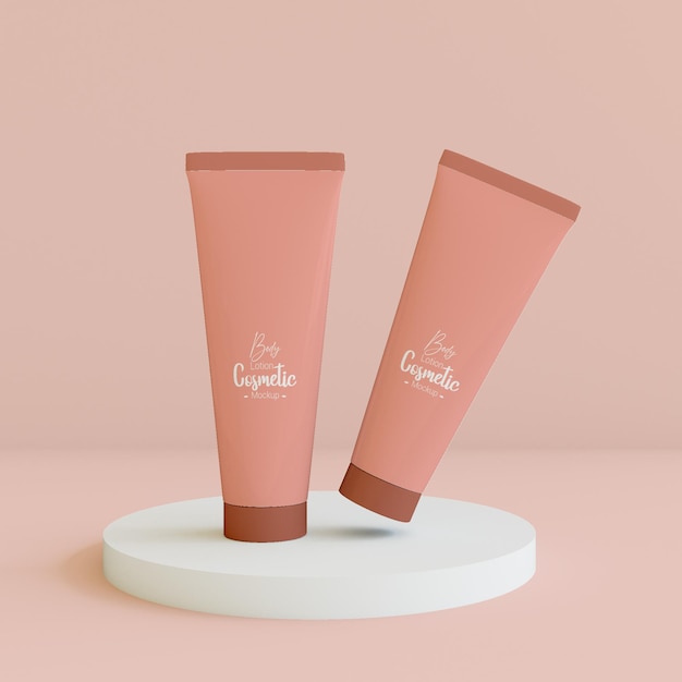 Mockup cosmetico per bottiglia 3d per lozione per il corpo