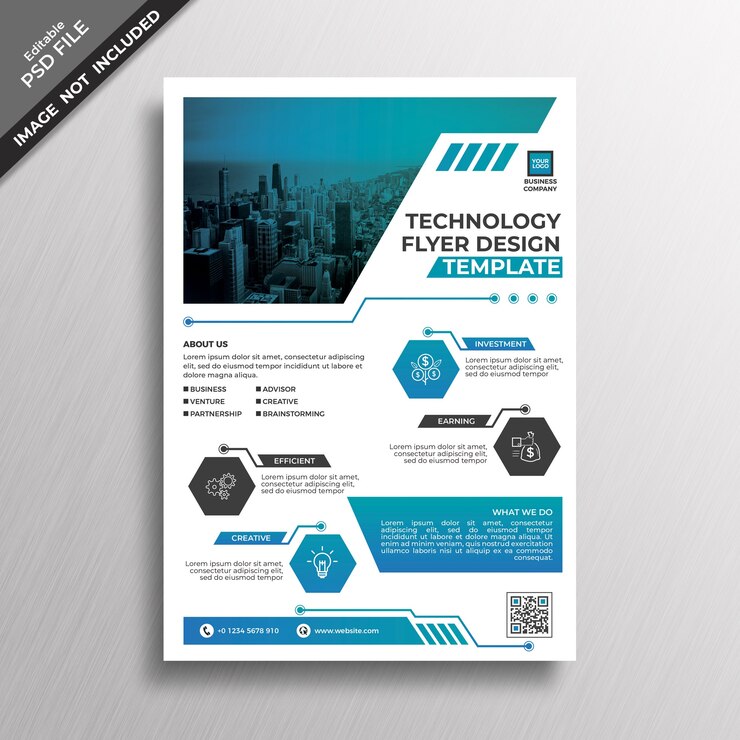 PSD mockup de cover de flyer de tecnología