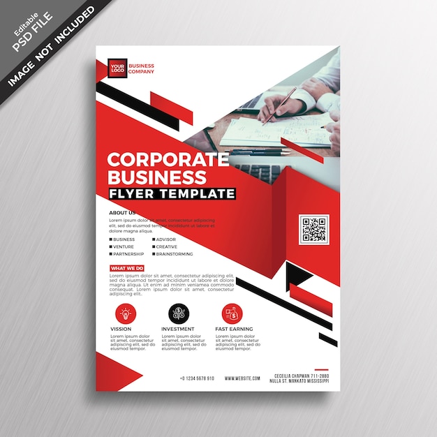 PSD mockup de cover de folleto de negocios rojo