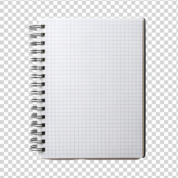 PSD mockup de cuaderno aislado en fondo transparente