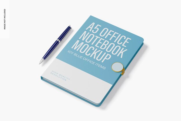 PSD mockup del cuaderno de escritorio a5 en perspectiva